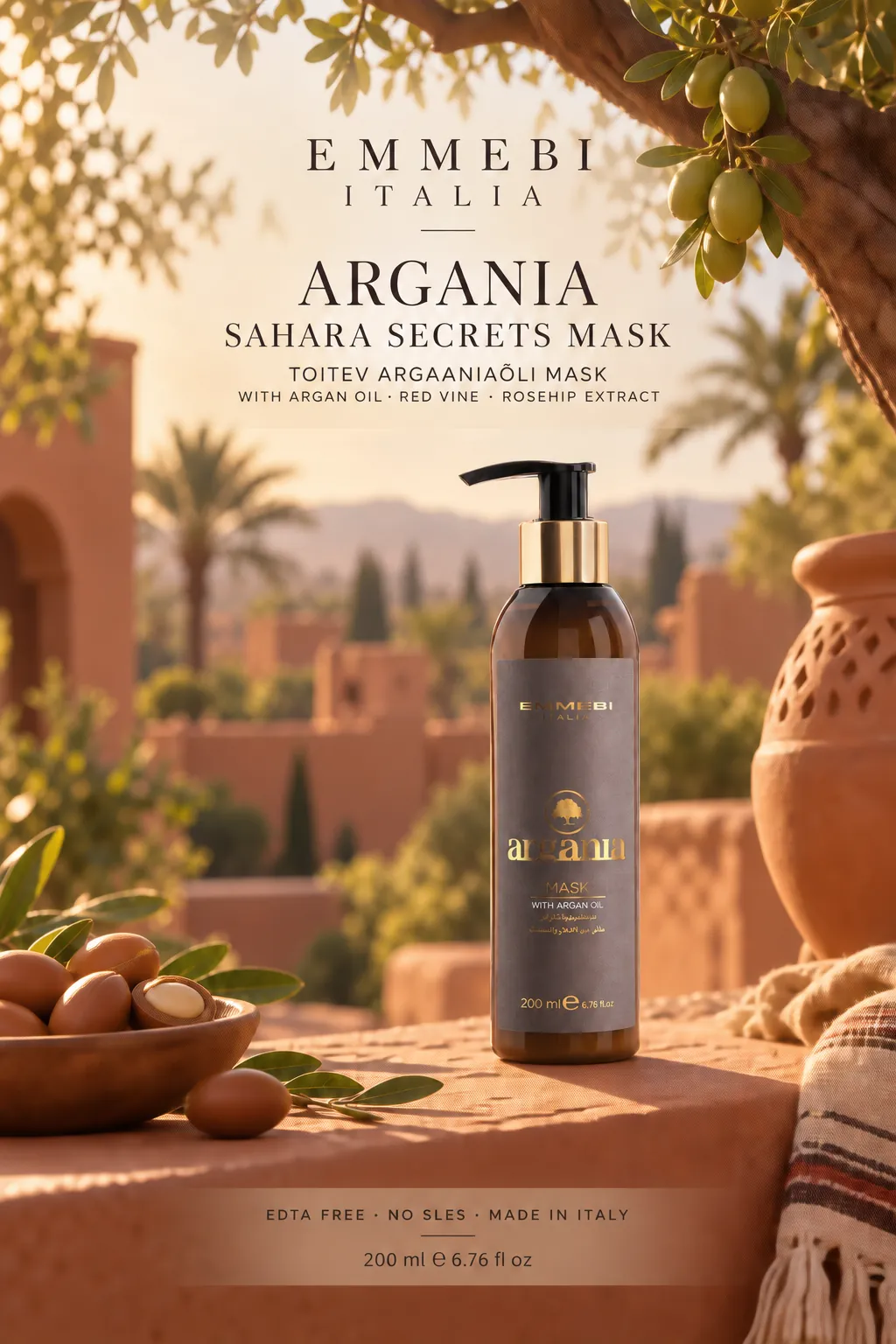 Emmebi Italia Argania Sahara Secrets Mask 200 ml — TOITEV ARGAANIAÕLI MASK