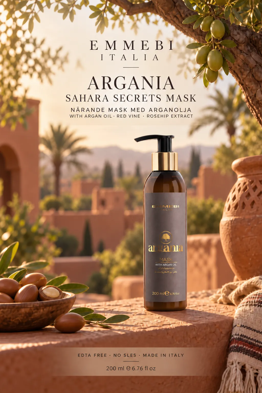 Emmebi Italia Argania Sahara Secrets Mask 200 ml — NÄRANDE MASK MED ARGANOLJA