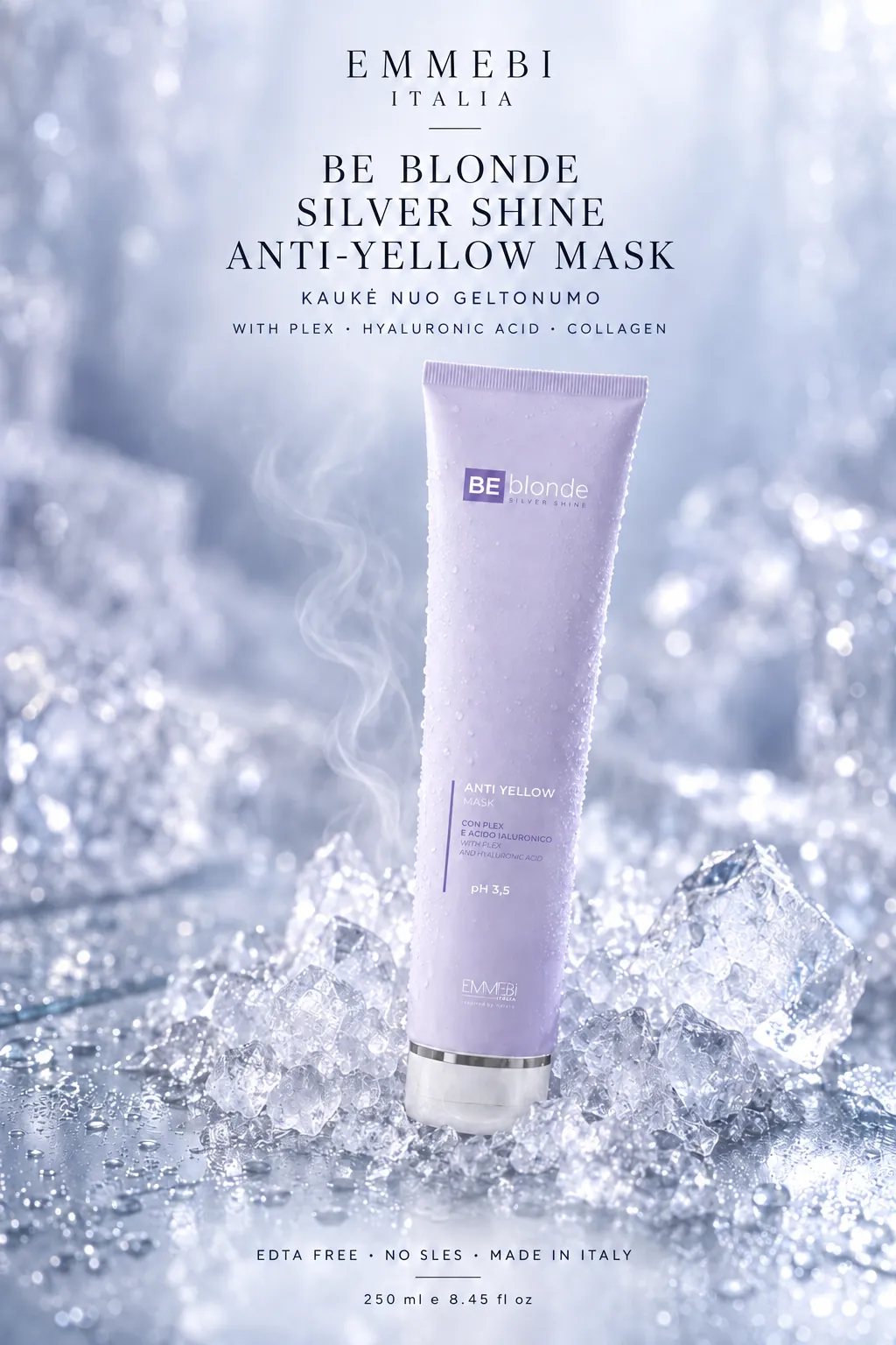 Emmebi Italia Be Blonde Silver Shine Anti-Yellow Mask 250 ml — KAUKĖ NUO GELTONUMO