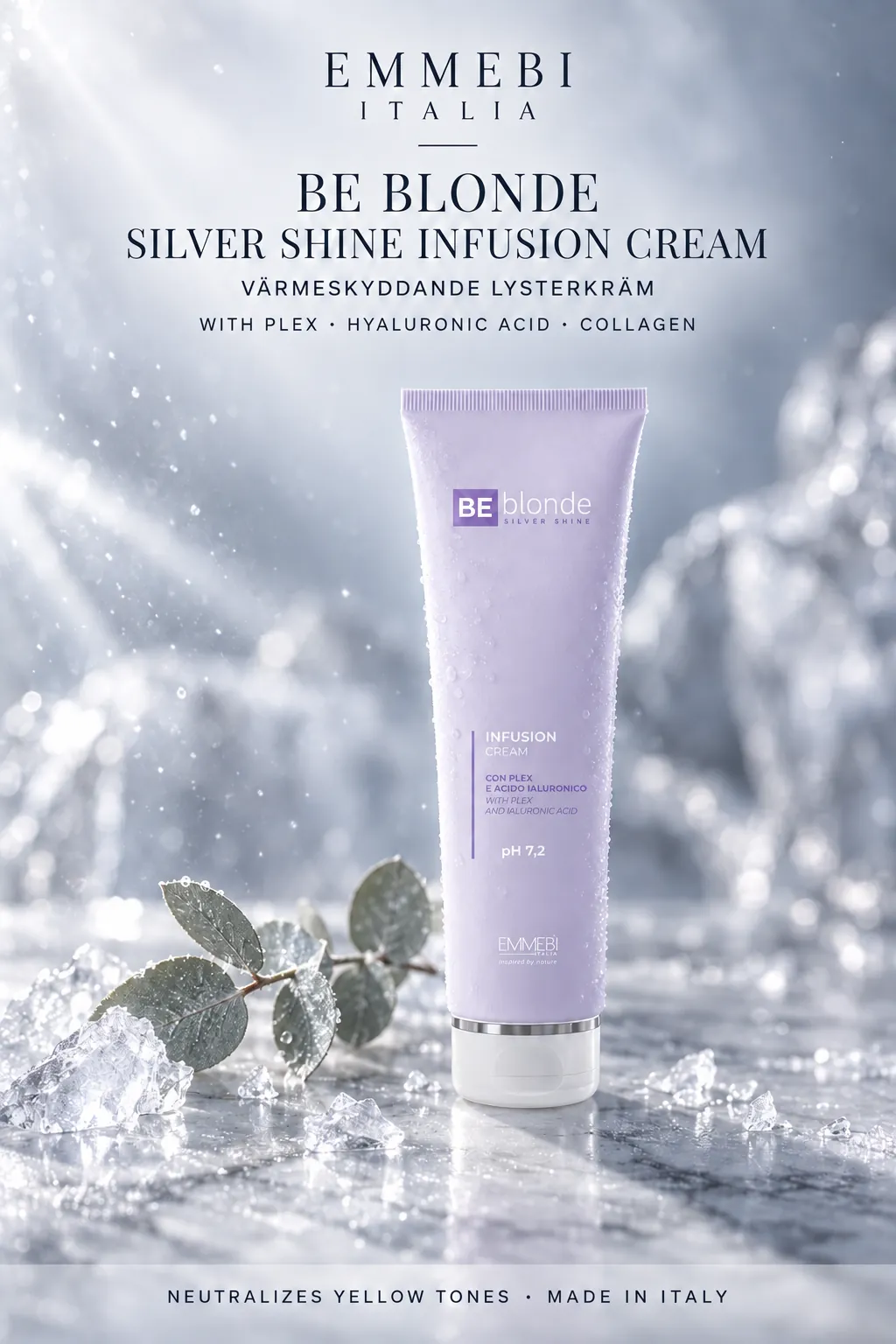 Emmebi Italia BE BLONDE SILVER SHINE INFUSION CREAM — VÄRMESKYDDANDE LYSTERKRÄM