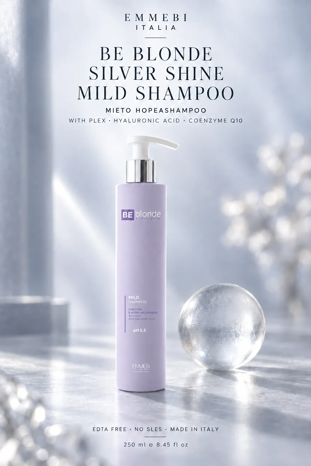 Emmebi Italia Be Blonde Silver Shine Mild Shampoo 250 ml — MIETO HOPEASHAMPOO
