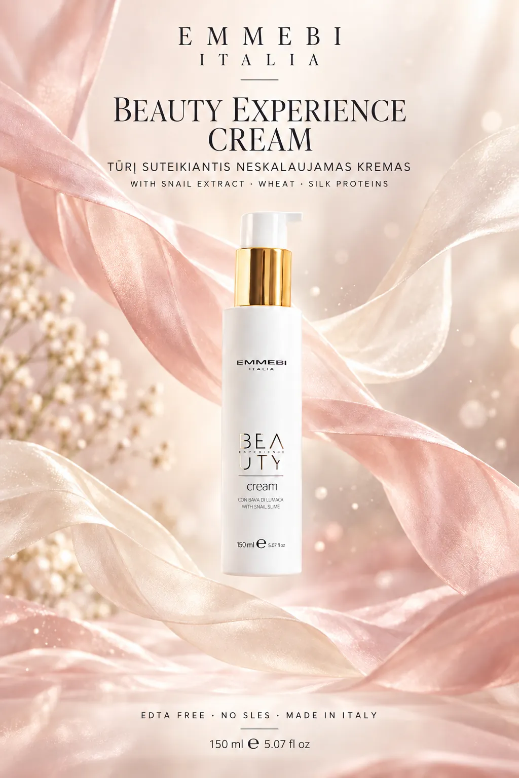 Emmebi Italia Beauty Experience Cream 150 ml — TŪRĮ SUTEIKIANTIS NESKALAUJAMAS KREMAS