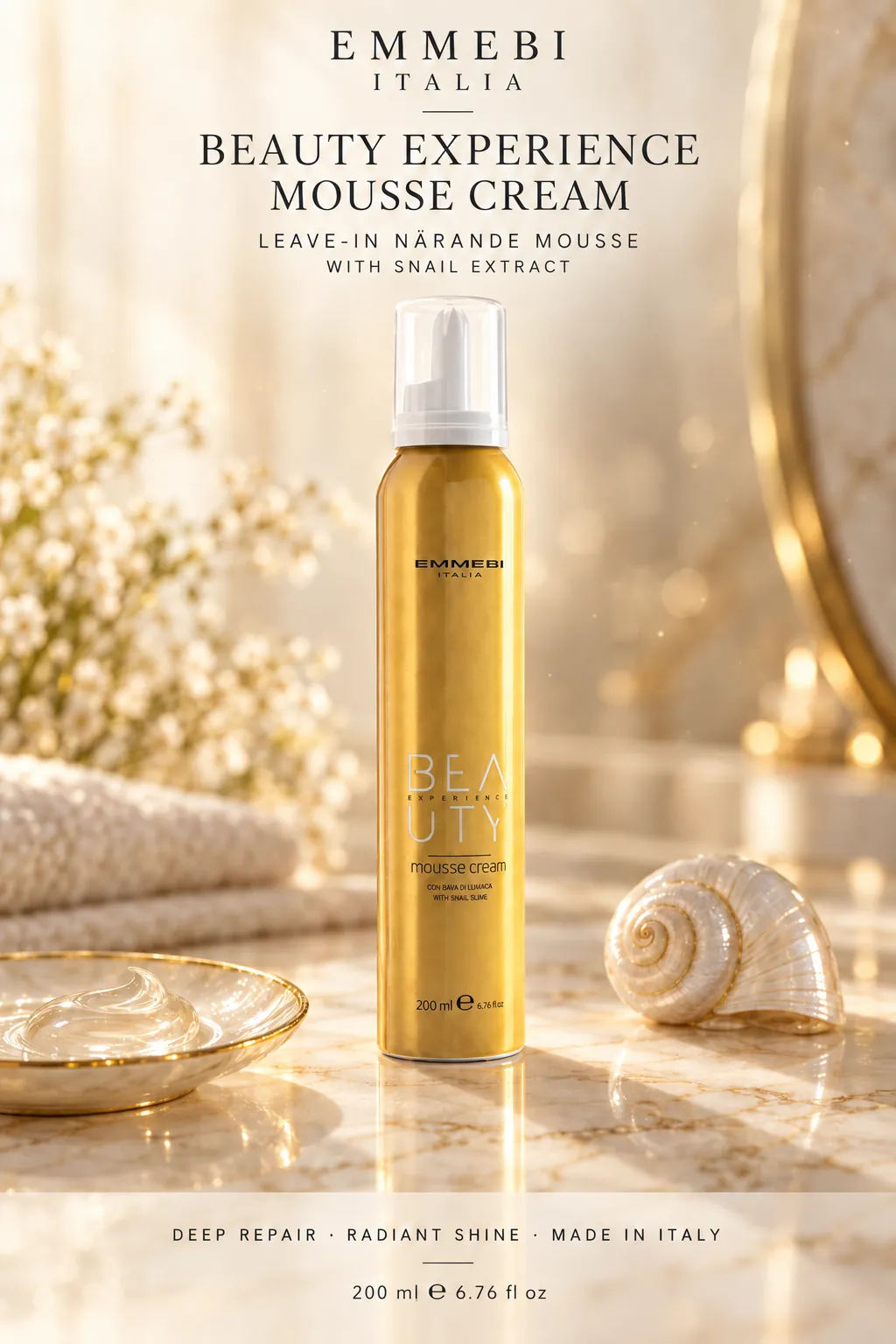 Emmebi Italia BEAUTY EXPERIENCE MOUSSE CREAM 200 ml — LEAVE-IN NÄRANDE MOUSSE