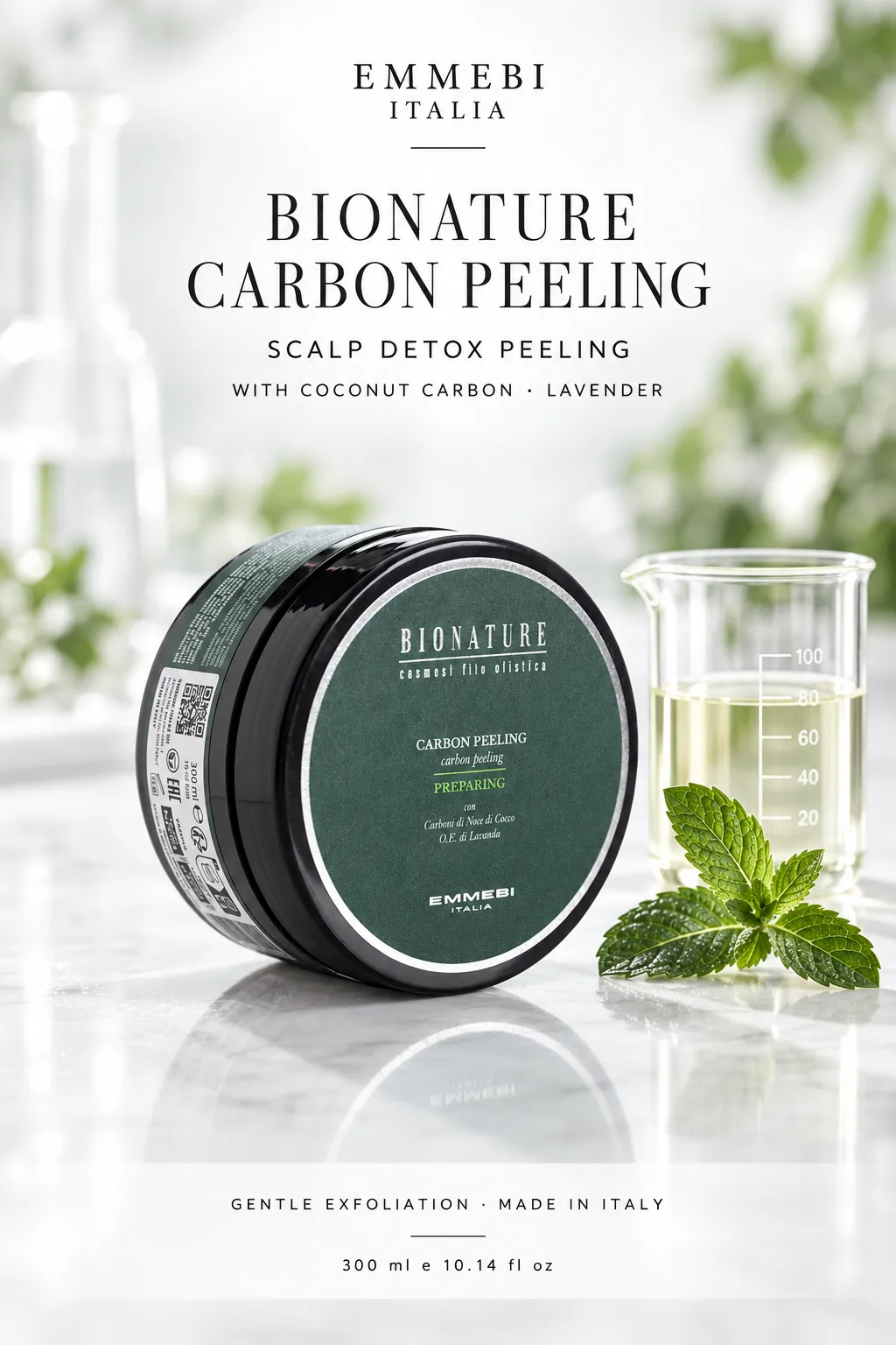 Emmebi Italia BIONATURE CARBON PEELING 300 ml — SCALP DETOX PEELING