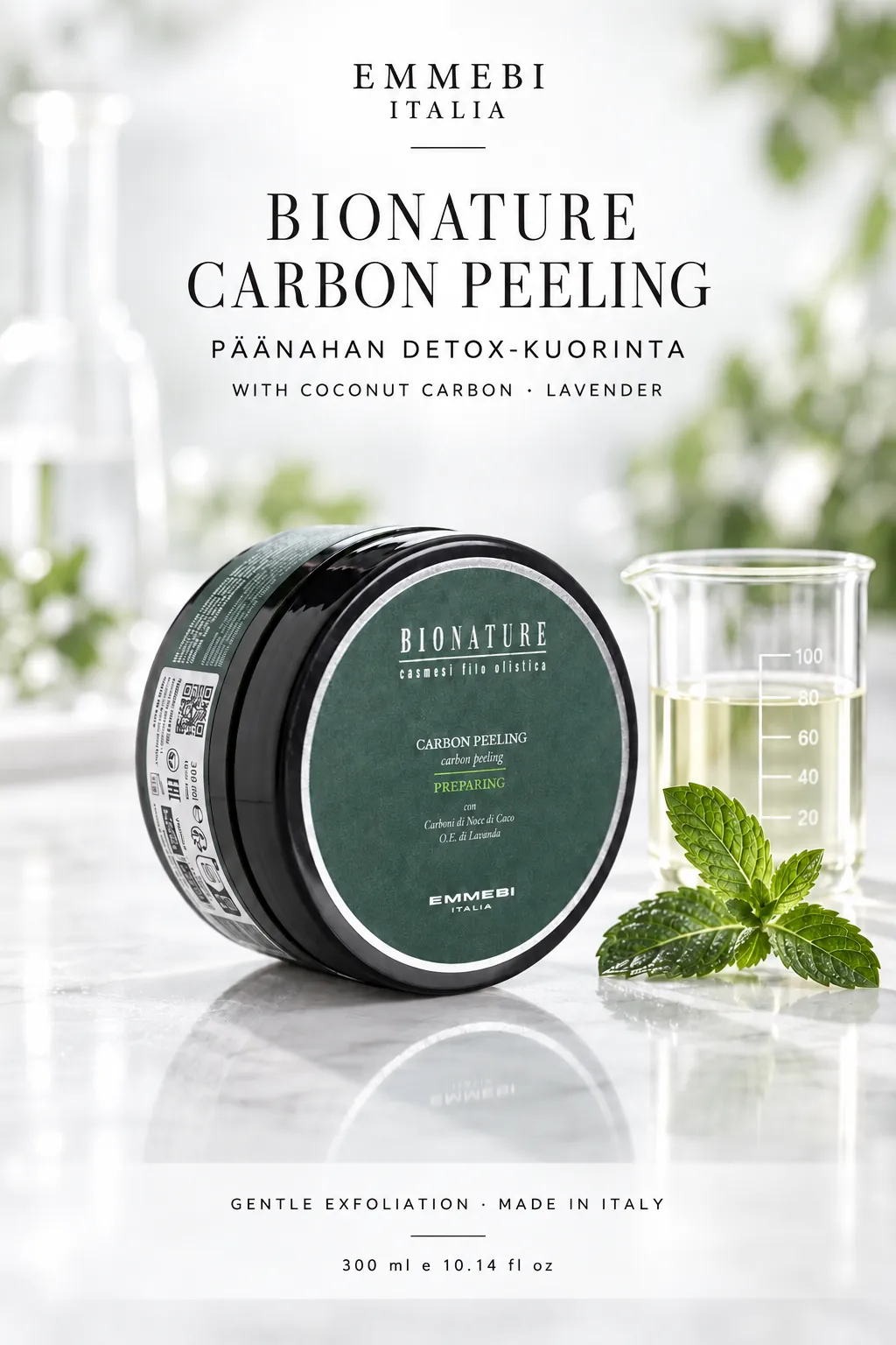 Emmebi Italia BIONATURE CARBON PEELING 300 ml — PÄÄNAHAN DETOX-KUORINTA