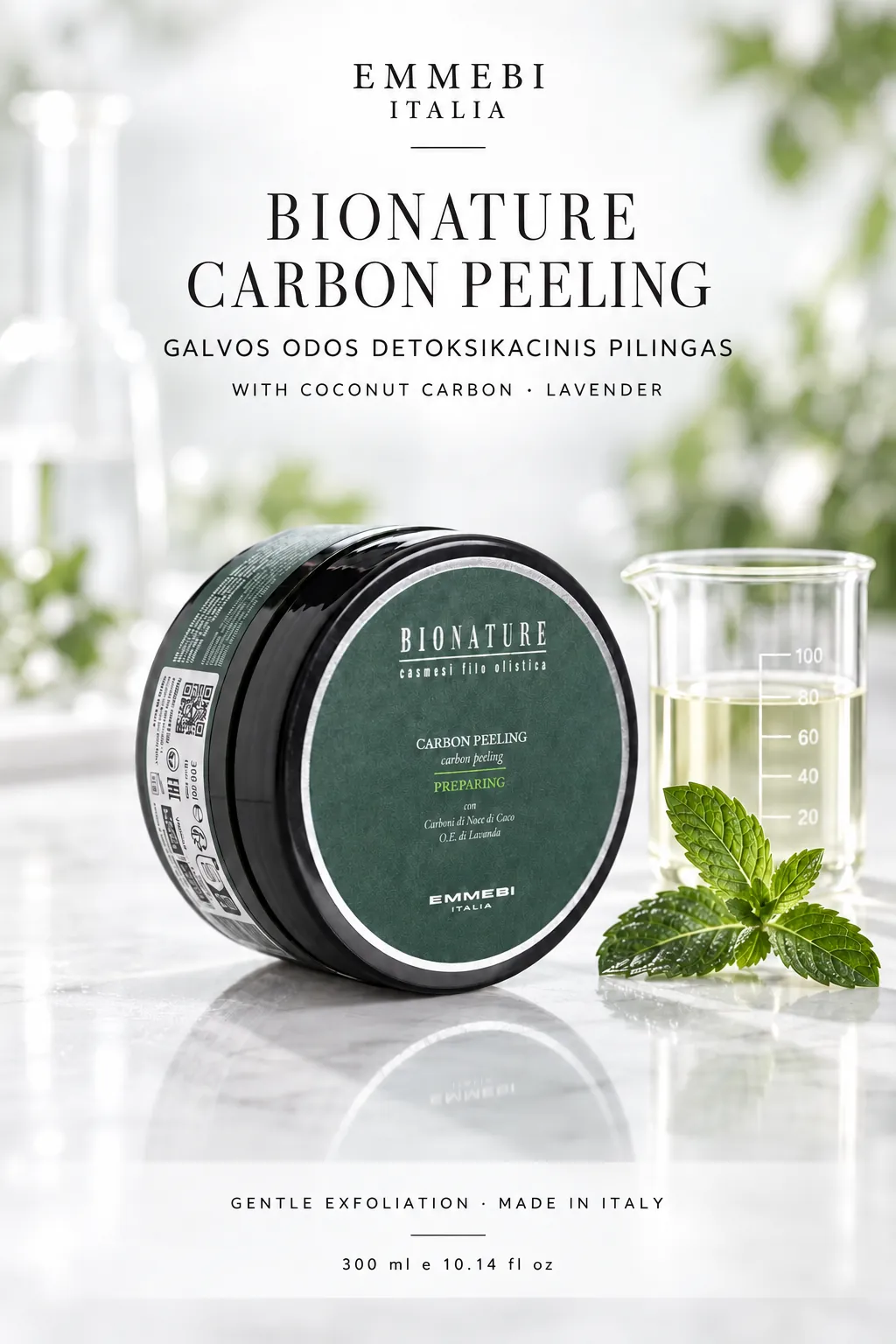 Emmebi Italia BIONATURE CARBON PEELING 300 ml — GALVOS ODOS DETOKSIKACINIS PILINGAS
