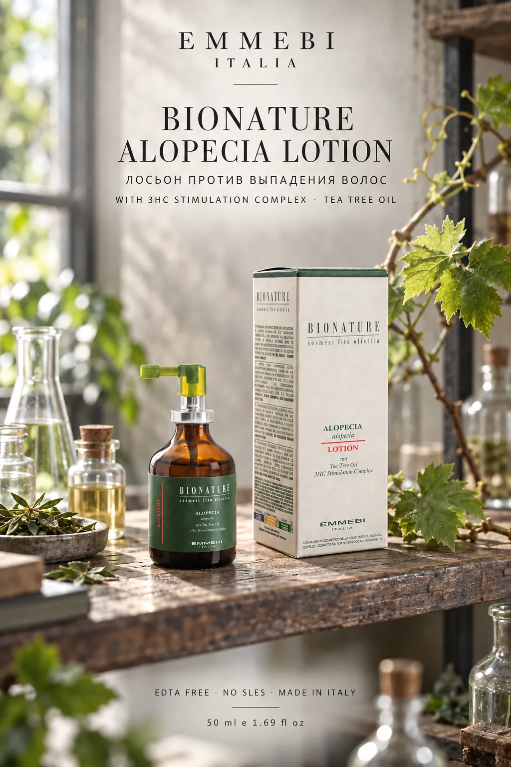 Emmebi Italia Bionature Alopecia Lotion 50 ml — ЛОСЬОН ПРОТИВ ВЫПАДЕНИЯ ВОЛОС