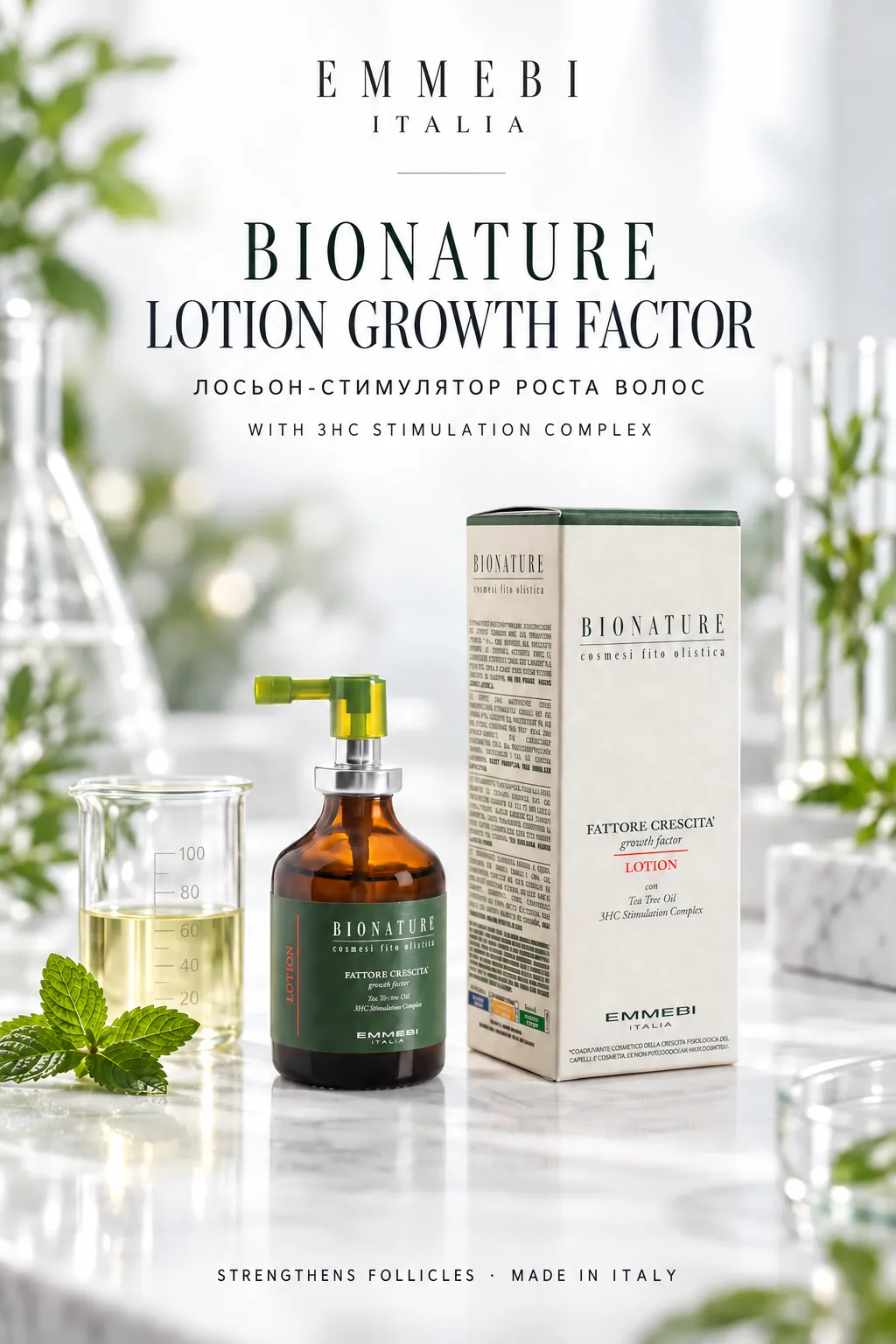 Emmebi Italia BIONATURE LOTION GROWTH FACTOR — ЛОСЬОН-СТИМУЛЯТОР РОСТА ВОЛОС