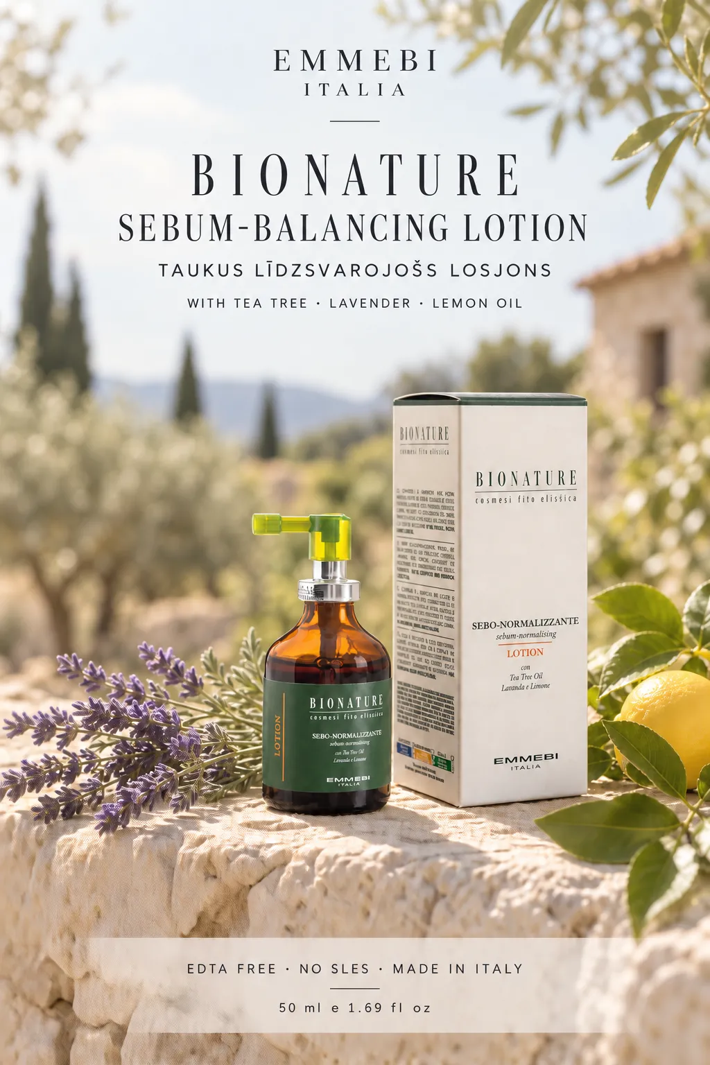 Emmebi Italia Bionature Sebum-Balancing Lotion 50 ml — TAUKUS LĪDZSVAROJOŠS LOSJONS