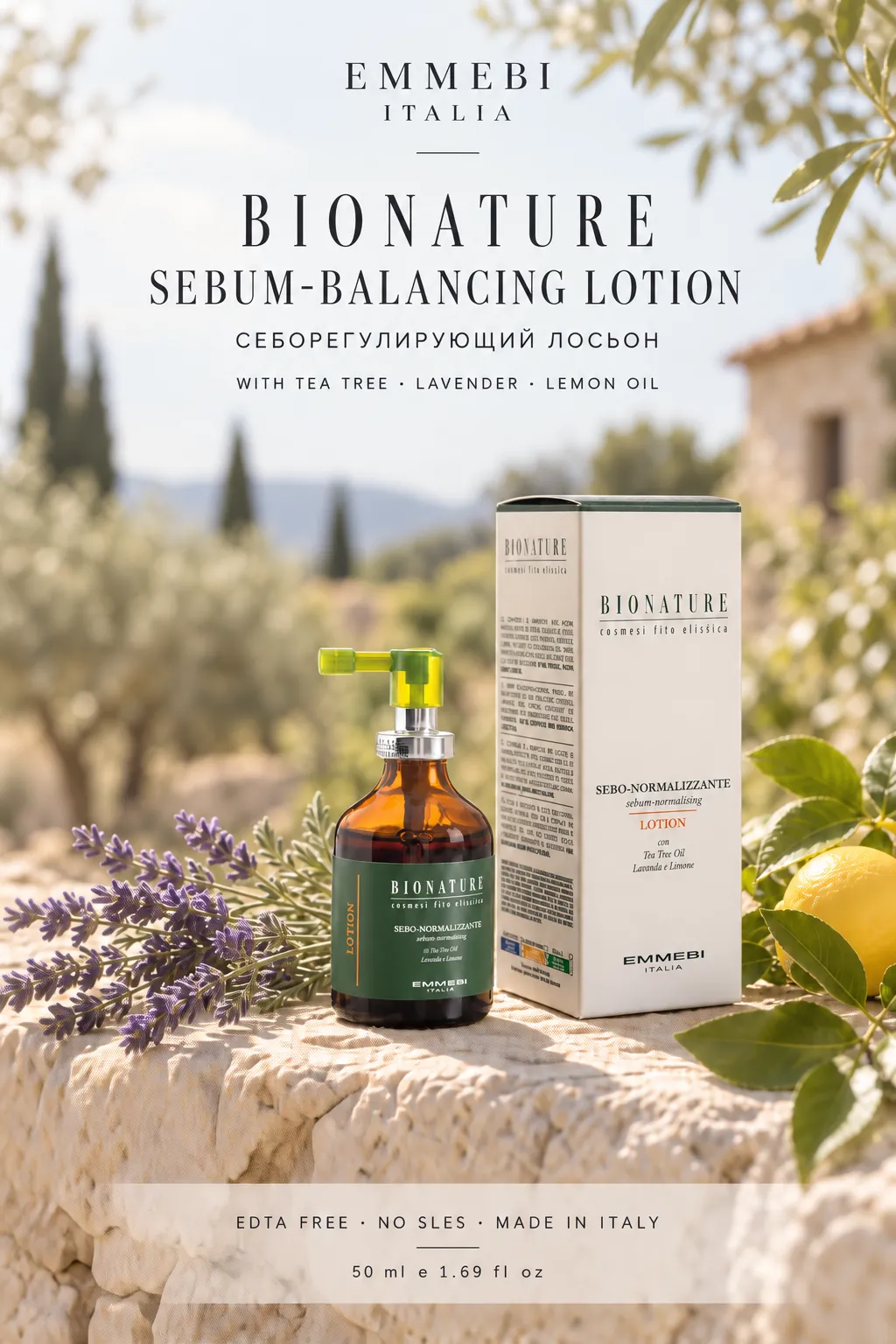 Emmebi Italia Bionature Sebum-Balancing Lotion 50 ml — СЕБОРЕГУЛИРУЮЩИЙ ЛОСЬОН
