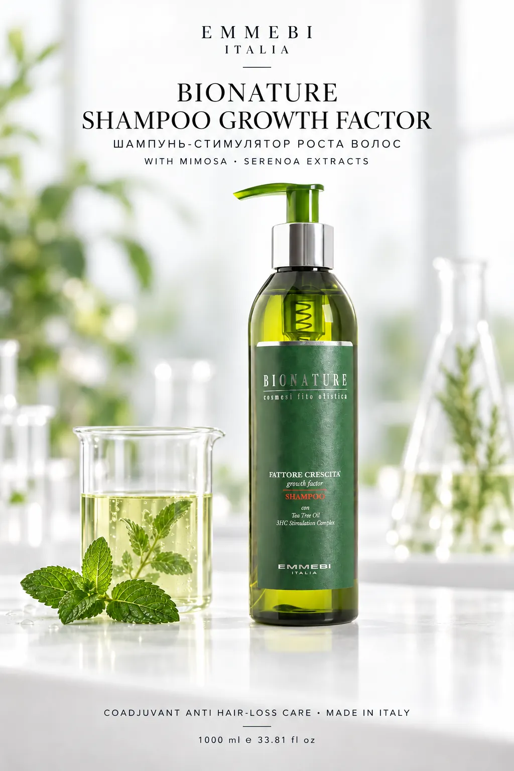 Emmebi Italia BIONATURE SHAMPOO GROWTH FACTOR — ШАМПУНЬ-СТИМУЛЯТОР РОСТА ВОЛОС