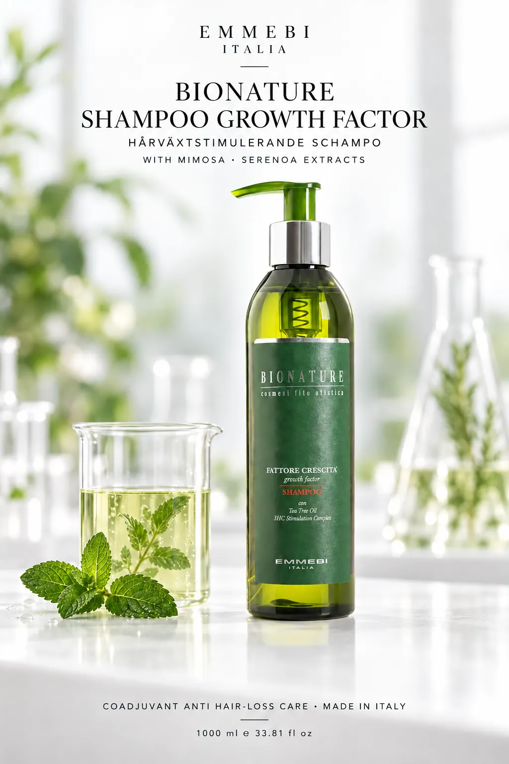 Emmebi Italia BIONATURE SHAMPOO GROWTH FACTOR — HÅRVÄXTSTIMULERANDE SCHAMPO