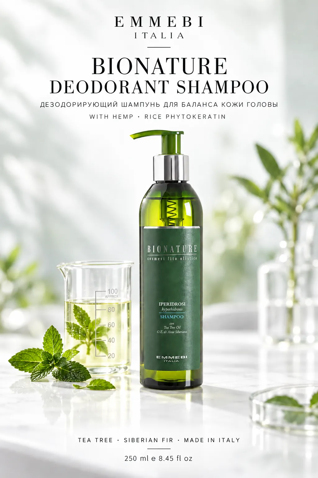 Emmebi Italia BIONATURE DEODORANT SHAMPOO — ДЕЗОДОРИРУЮЩИЙ ШАМПУНЬ ДЛЯ БАЛАНСА КОЖИ ГОЛОВЫ