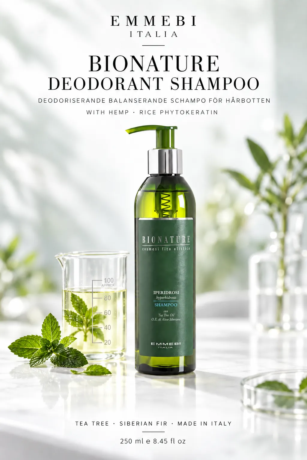 Emmebi Italia BIONATURE DEODORANT SHAMPOO — DEODORISERANDE BALANSERANDE SCHAMPO FÖR HÅRBOTTEN