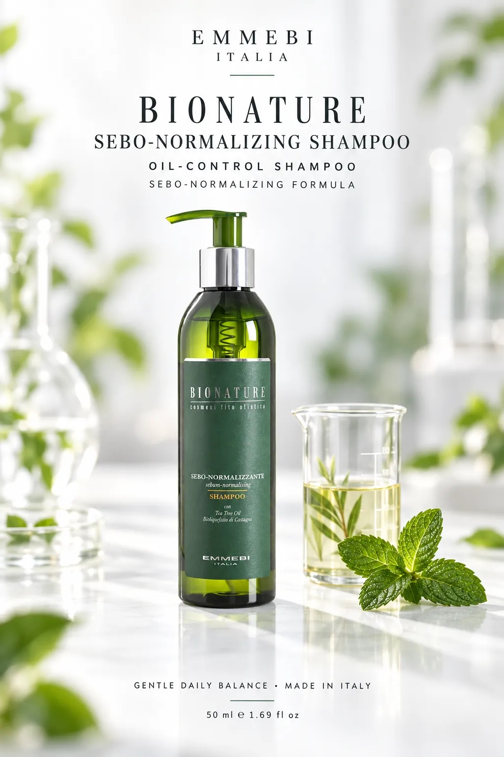 Emmebi Italia BIONATURE SEBO-NORMALIZING SHAMPOO — OIL-CONTROL SHAMPOO