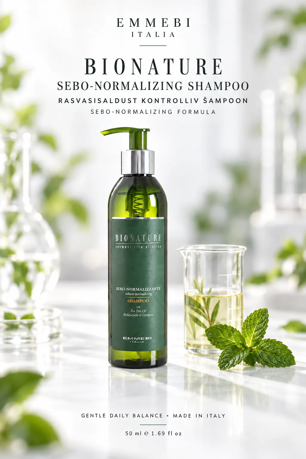 Emmebi Italia BIONATURE SEBO-NORMALIZING SHAMPOO — RASVASISALDUST KONTROLLIV ŠAMPOON