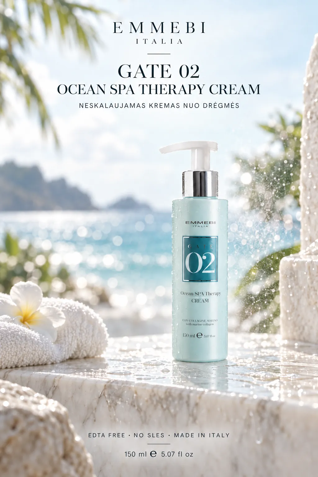 Emmebi Italia Gate 02 Ocean Spa Therapy Cream 150 ml — NESKALAUJAMAS KREMAS NUO DRĖGMĖS