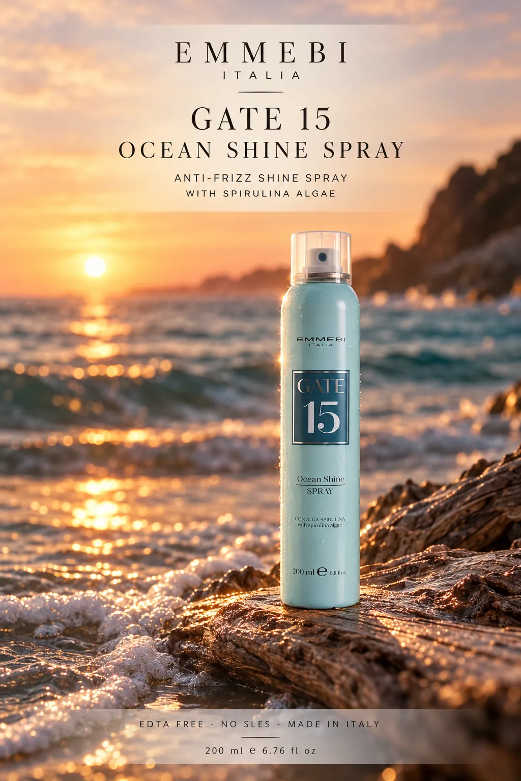 Emmebi Italia Gate 15 Ocean Shine Spray 200 ml — ANTI-FRIZZ SHINE SPRAY