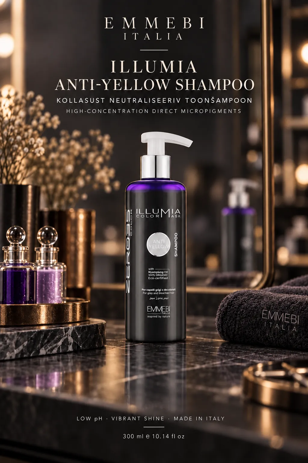Emmebi Italia ILLUMIA ANTI-YELLOW SHAMPOO — KOLLASUST NEUTRALISEERIV TOONŠAMPOON