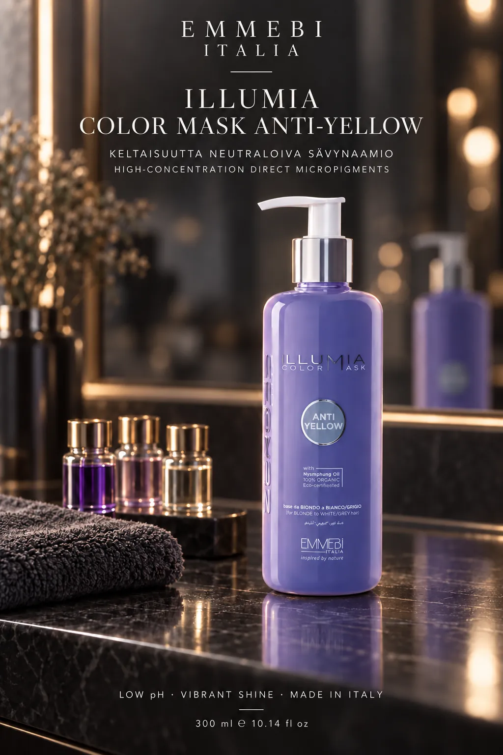 Emmebi Italia ILLUMIA COLOR MASK ANTI-YELLOW — KELTAISUUTTA NEUTRALOIVA SÄVYNAAMIO