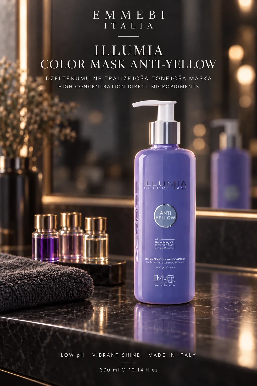 Emmebi Italia ILLUMIA COLOR MASK ANTI-YELLOW — DZELTENUMU NEITRALIZĒJOŠA TONĒJOŠA MASKA