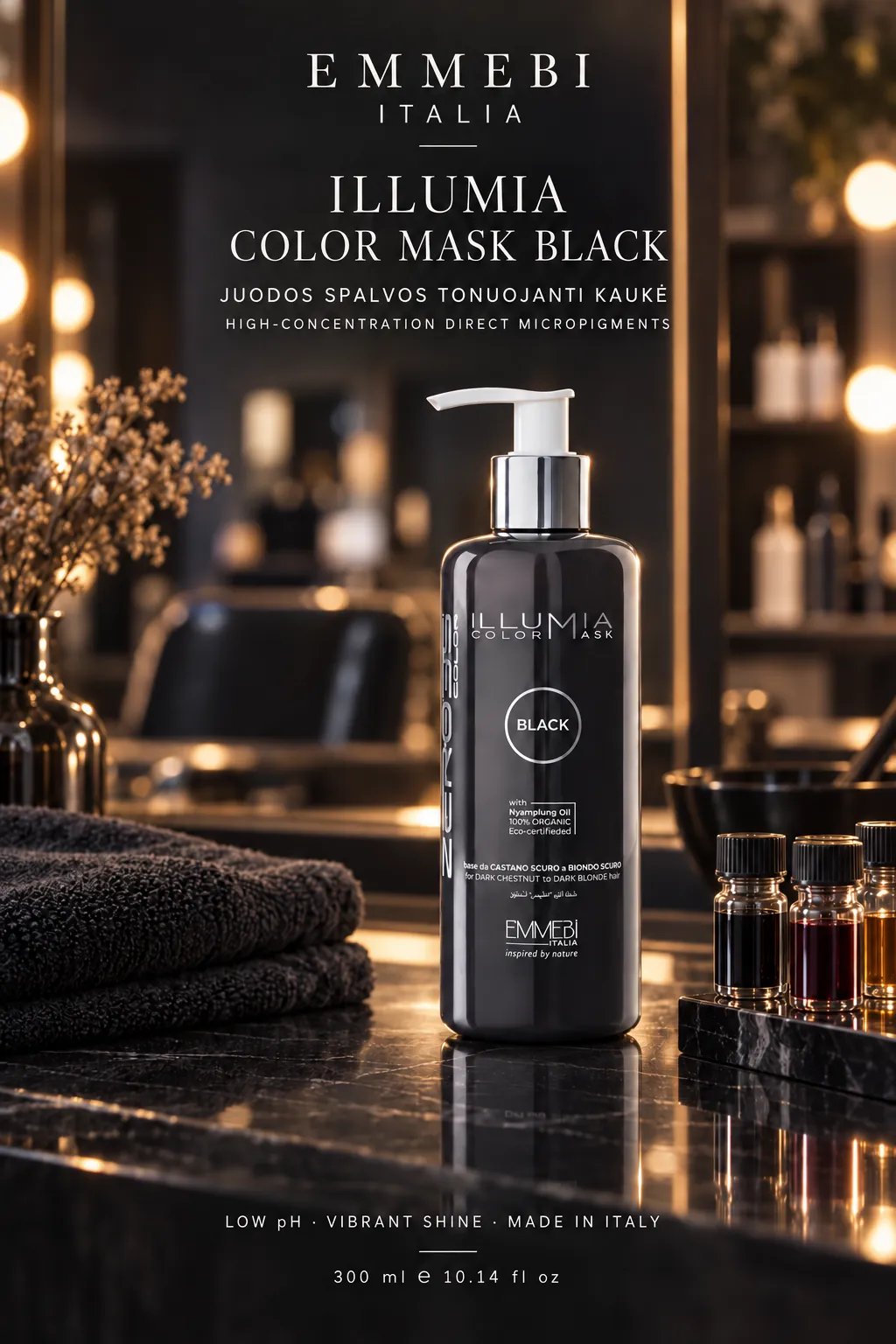 Emmebi Italia ILLUMIA COLOR MASK BLACK — JUODOS SPALVOS TONUOJANTI KAUKĖ