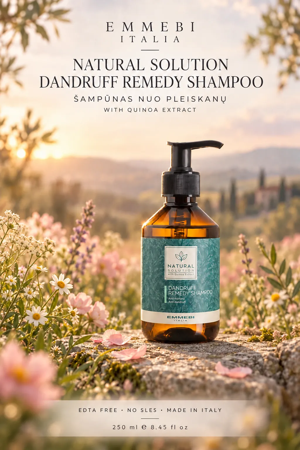 Emmebi Italia Natural Solution Dandruf Remedy Shampoo 250 ml — ŠAMPŪNAS NUO PLEISKANŲ
