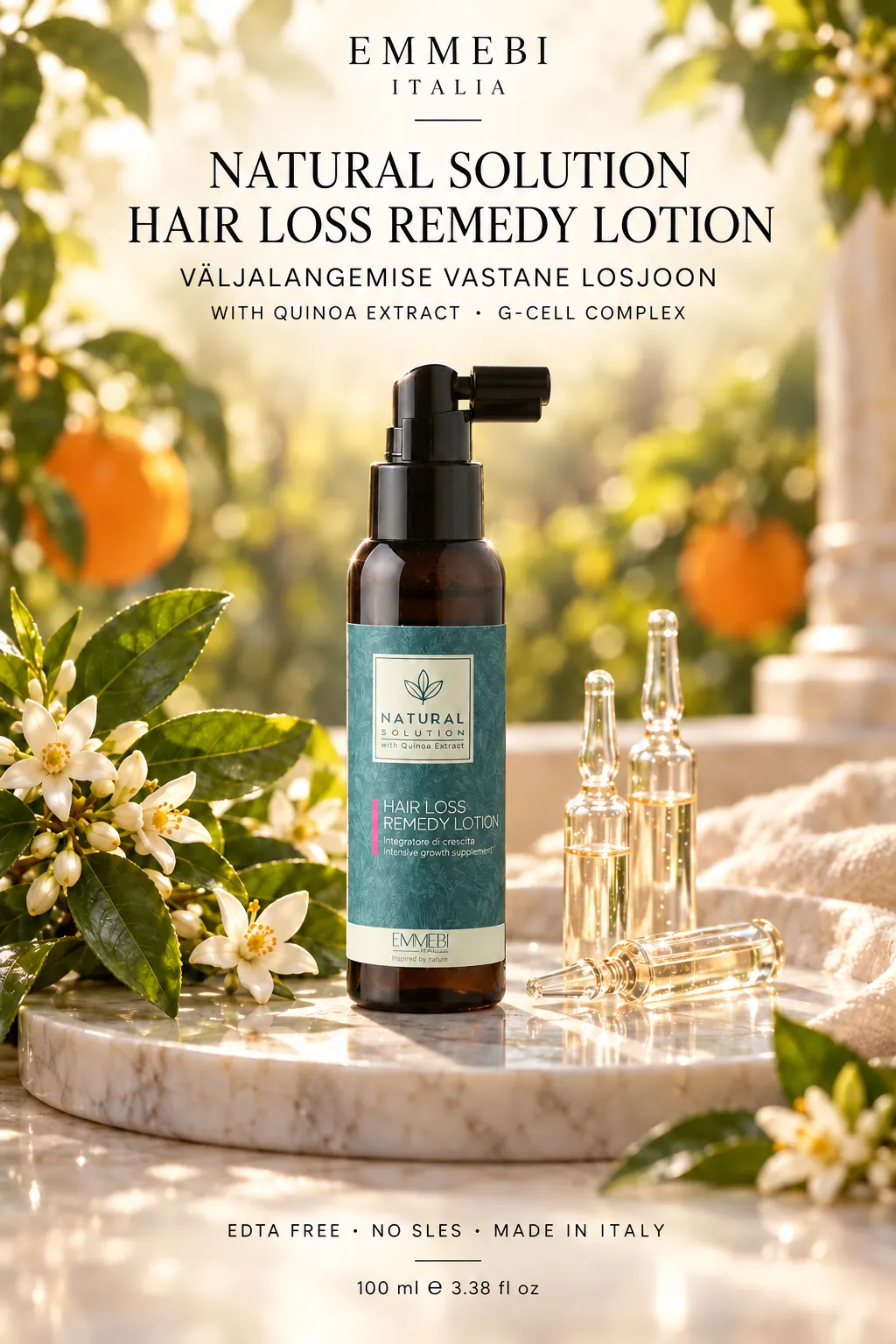 Emmebi Italia Natural Solution Hair Loss Remedy Lotion 100 ml — VÄLJALANGEMISE VASTANE LOSJOON
