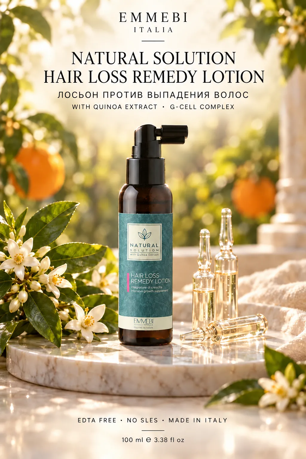 Emmebi Italia Natural Solution Hair Loss Remedy Lotion 100 ml — ЛОСЬОН ПРОТИВ ВЫПАДЕНИЯ ВОЛОС