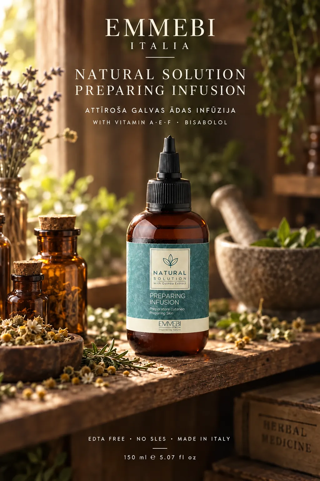 Emmebi Italia Natural Solution Preparing Infusion 150 ml — ATTĪROŠA GALVAS ĀDAS INFŪZIJA