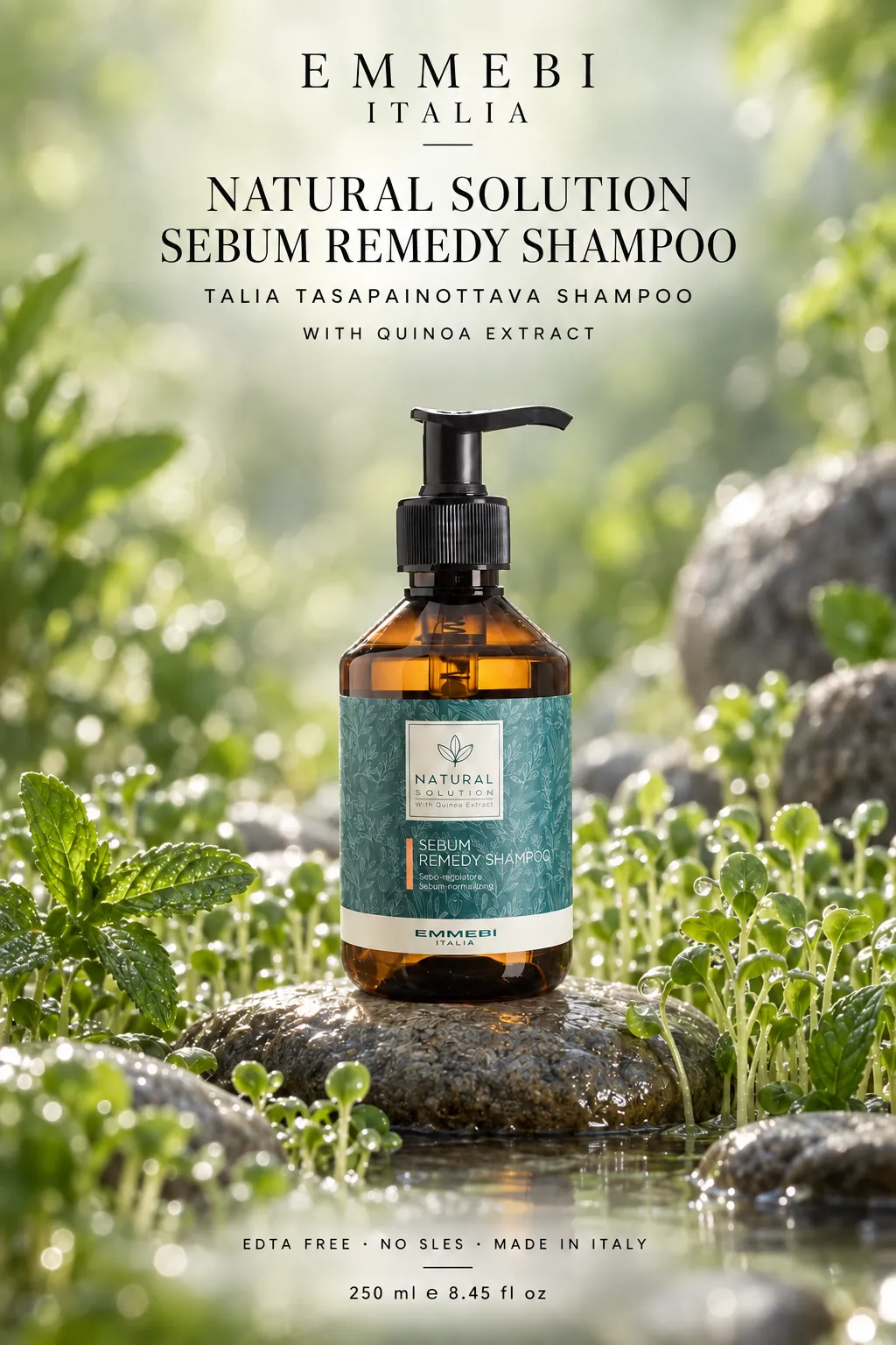 Emmebi Italia Natural Solution Sebum Remedy Shampoo 250 ml — TALIA TASAPAINOTTAVA SHAMPOO