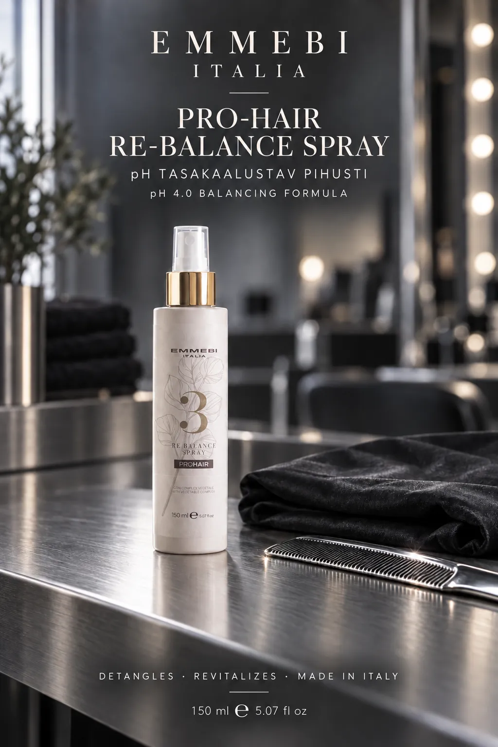 Emmebi Italia PRO-HAIR RE-BALANCE SPRAY 150 ml — pH TASAKAALUSTAV PIHUSTI