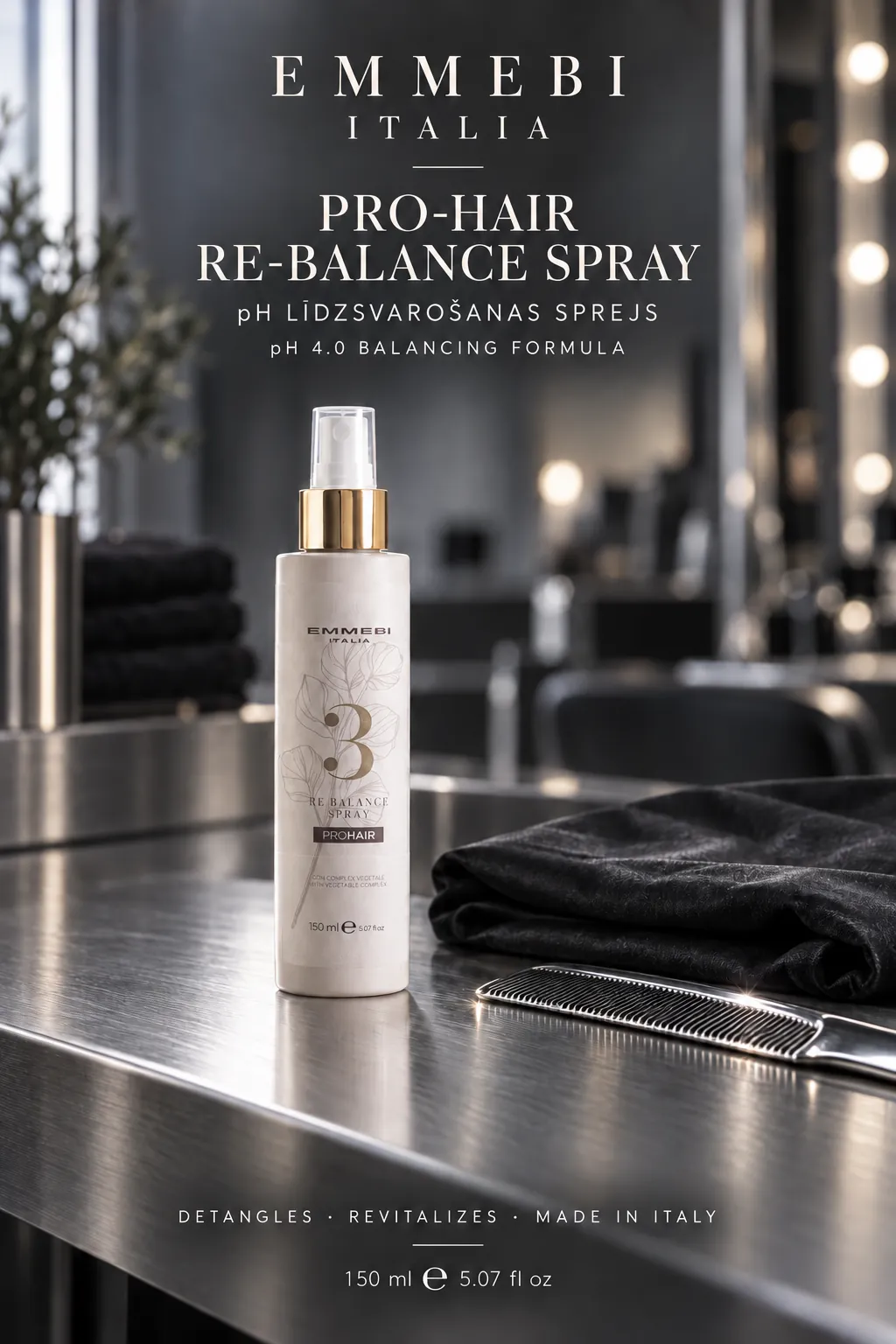 Emmebi Italia PRO-HAIR RE-BALANCE SPRAY 150 ml — pH LĪDZSVAROŠANAS SPREJS